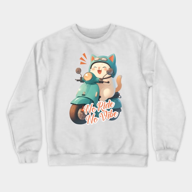 Kawaii cat riding scooter Crewneck Sweatshirt by AestheticsArt81